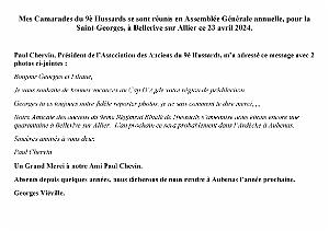 9 EME HUSSARDS 2024 A.G BELLERIVE SUR ALLIER AU 23 04 2024